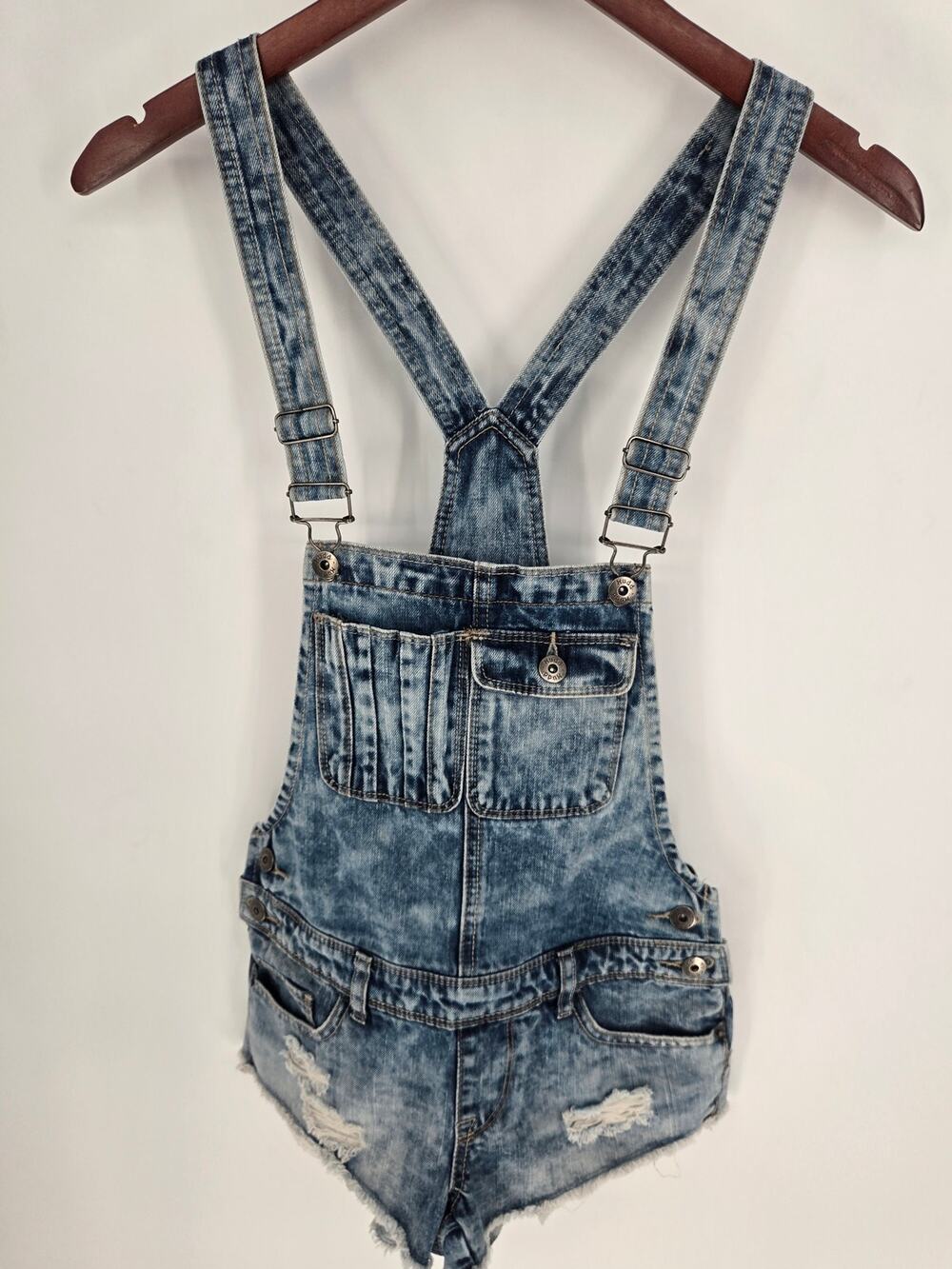 Mudd Shortalls Distressed Denim Pockets Women's XS